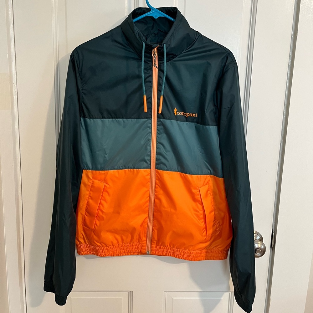 Cotopaxi Unisex Teca Windbreaker - Men's M/Women's L in Teal/Orange Colorblock